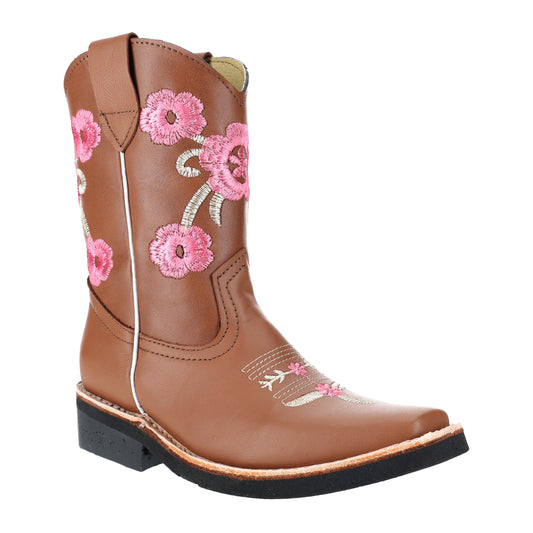 Bota Vaquera Bordado Flores – Café